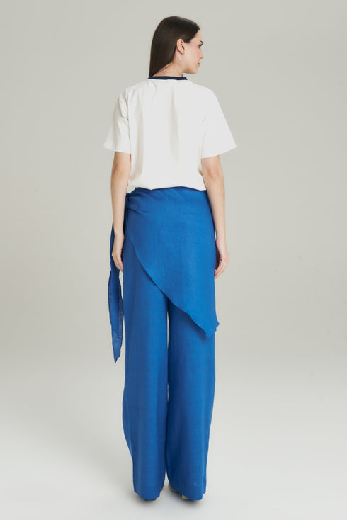 CALÇA COM PANO LINHO AZUL