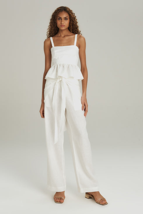 CALÇA COM PANO LINHO OFF WHITE