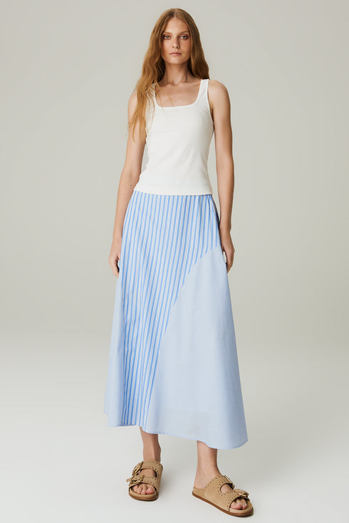 SAIA MID LISTRADA AZUL CLARO
