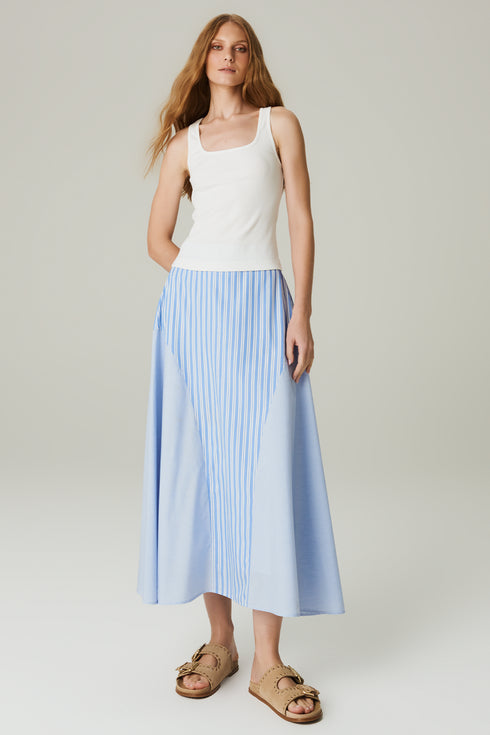 SAIA MID LISTRADO AZUL CLARO