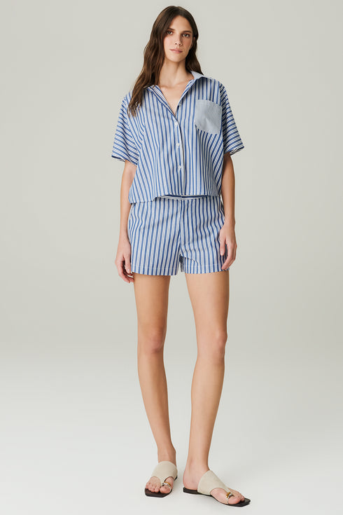 SHORTS LISTRADO MARINHO