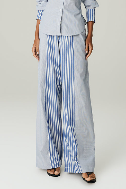 CALCA RECORTE LISTRADA MARINHO