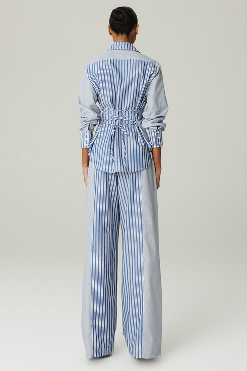 CALCA RECORTE LISTRADA MARINHO