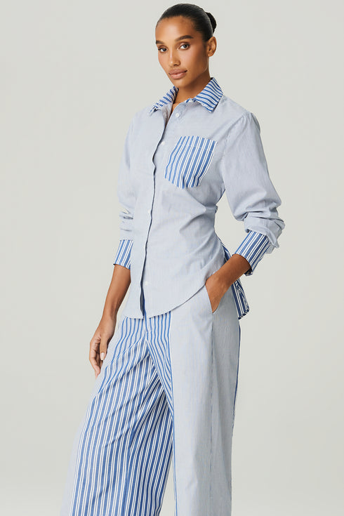 CALCA RECORTE LISTRADA MARINHO