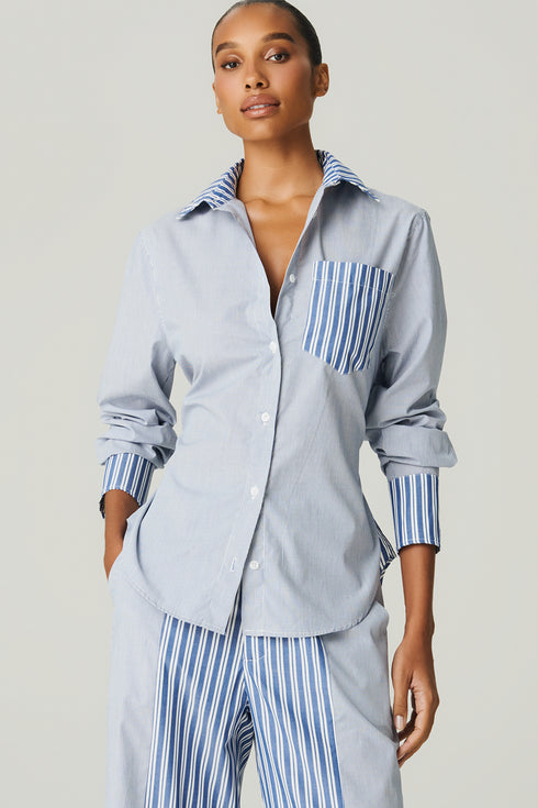 CAMISA AMARRACAO LISTRADA MARINHO