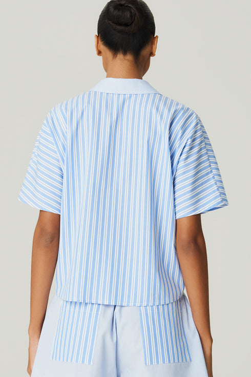 CAMISA MANGA CURTA LISTRADA AZUL