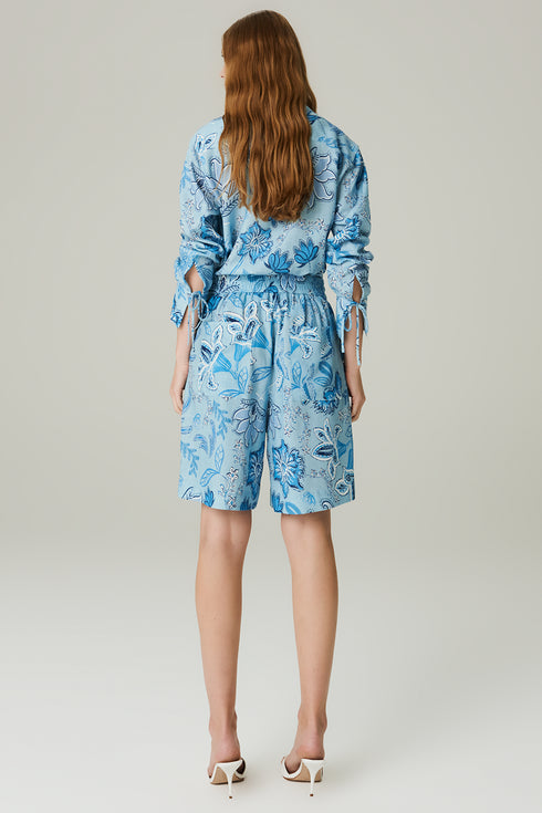 SHORTS FLORAL AZUL