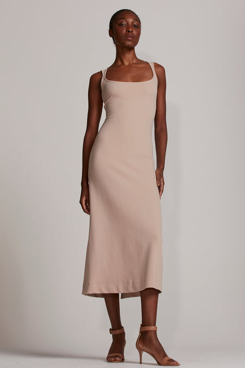 VESTIDO MIDI BEGE
