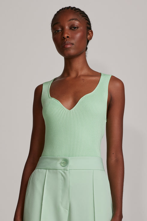 REGATA DECOTE CORAÇÃO TRICÔ MENTA