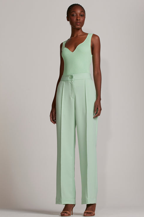 REGATA DECOTE CORAÇÃO TRICÔ MENTA