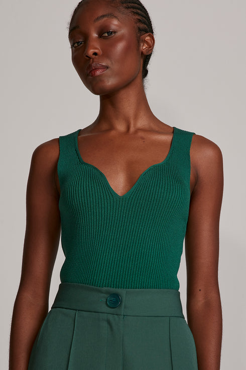 REGATA DECOTE CORAÇÃO TRICÔ VERDE