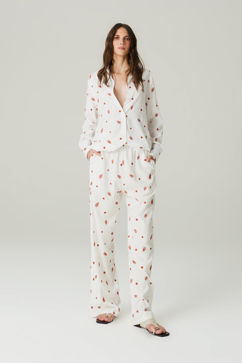 CALÇA LINHO BORDADA BRANCO