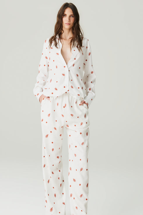 CALÇA LINHO BORDADA BRANCO