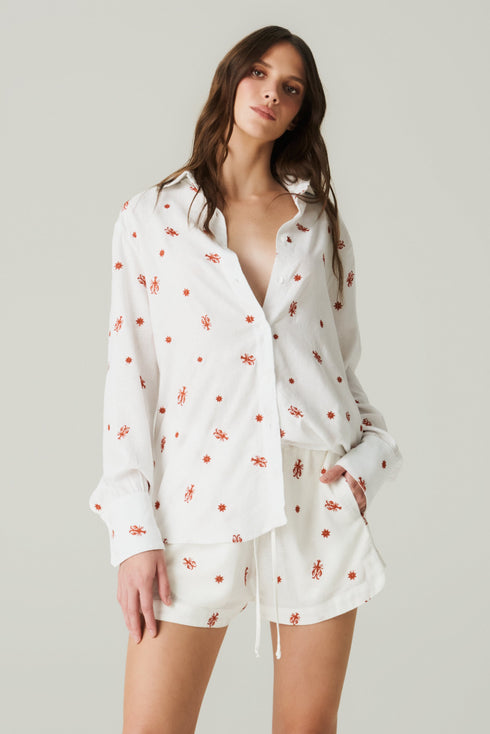 CAMISA LINHO BORDADA