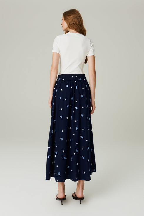 SAIA LINHO BORDADA MARINHO