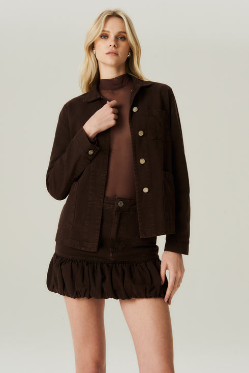 BLUSA TULE MANGA LONGA MARROM