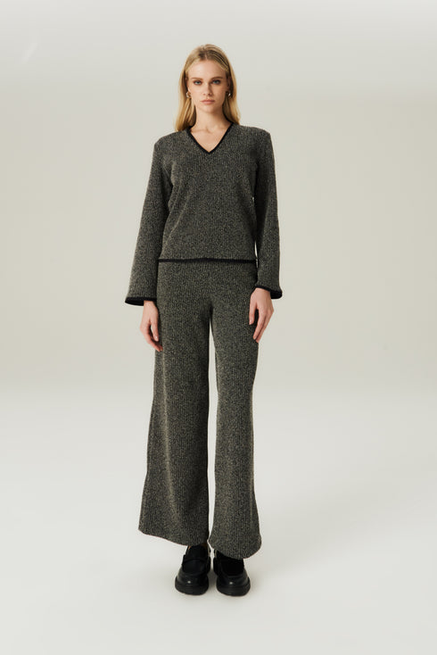 CALÇA JACQUARD RETA PRETO