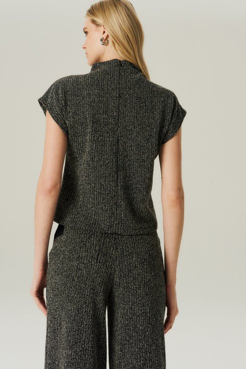 BLUSA JACQUARD GOLA PRETO