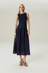VESTIDO LINHO EVASE MARINHO