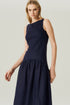 VESTIDO LINHO EVASE MARINHO