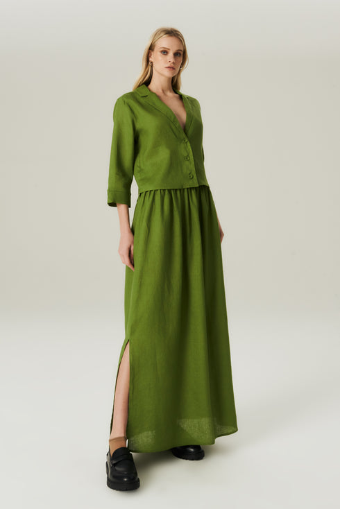 CAMISA DECOTE LINHO OLIVA