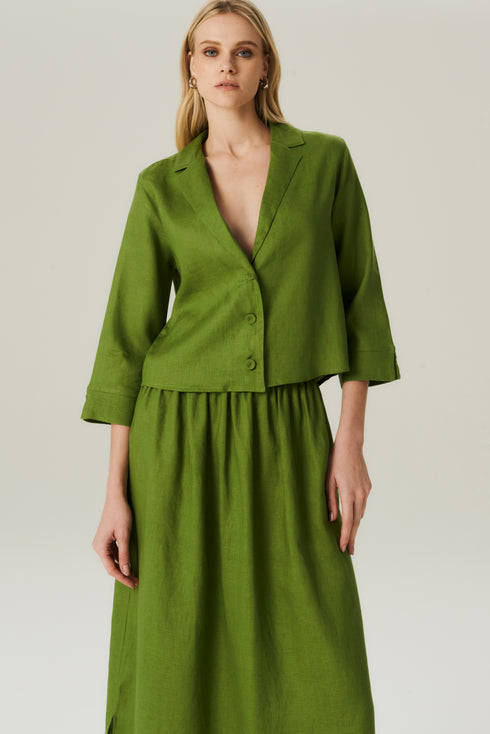 CAMISA DECOTE LINHO OLIVA