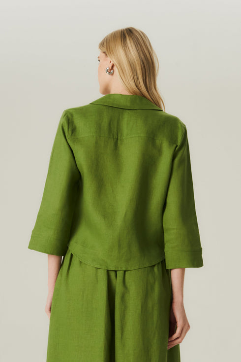 CAMISA DECOTE LINHO OLIVA