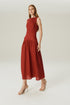 VESTIDO LINHO EVASE VINHO