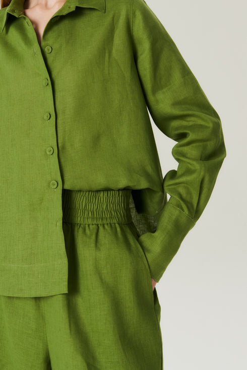 CAMISA LINHO BARRA OLIVA