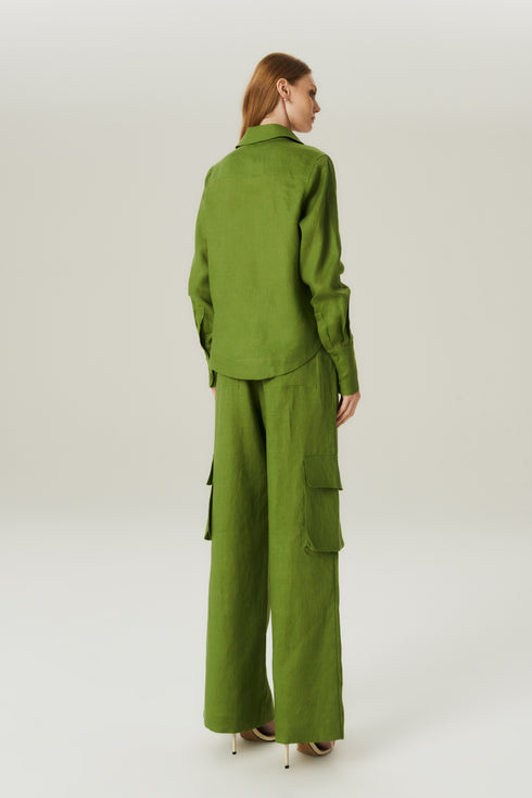 CAMISA LINHO BARRA OLIVA