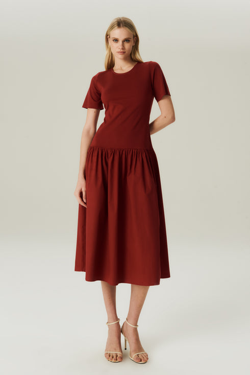 VESTIDO MID MALHA VINHO