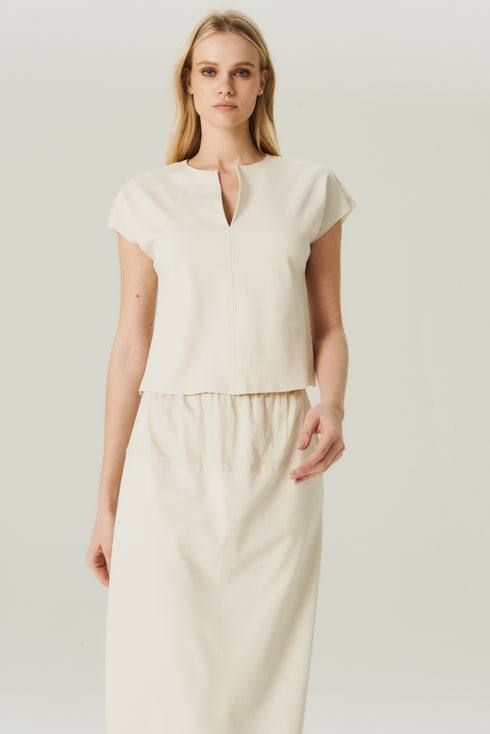 BLUSA MALHA DECOTE NATURAL