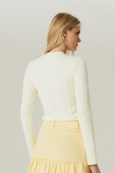 BLUSA MANGA LONGA CANELADA OFF WHITE