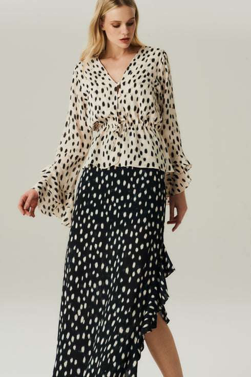 BLUSA BABADO GGT ESTAMPADO OFF WHITE