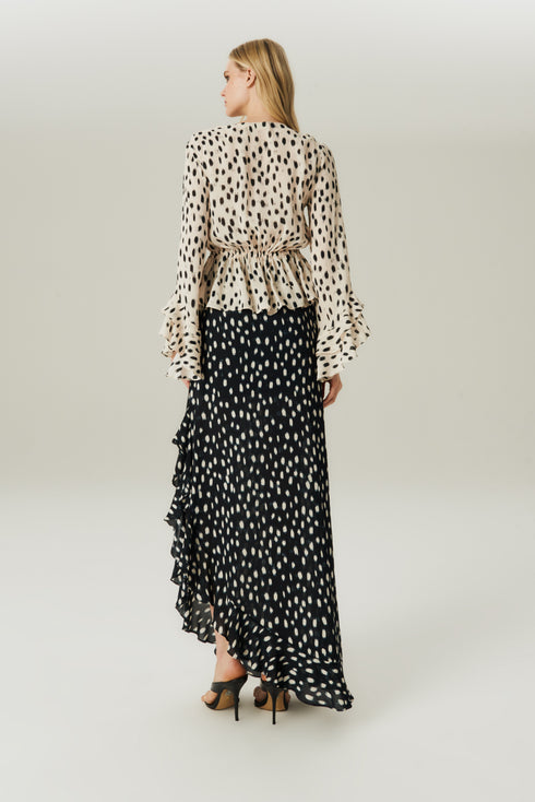 BLUSA BABADO GGT ESTAMPADO OFF WHITE