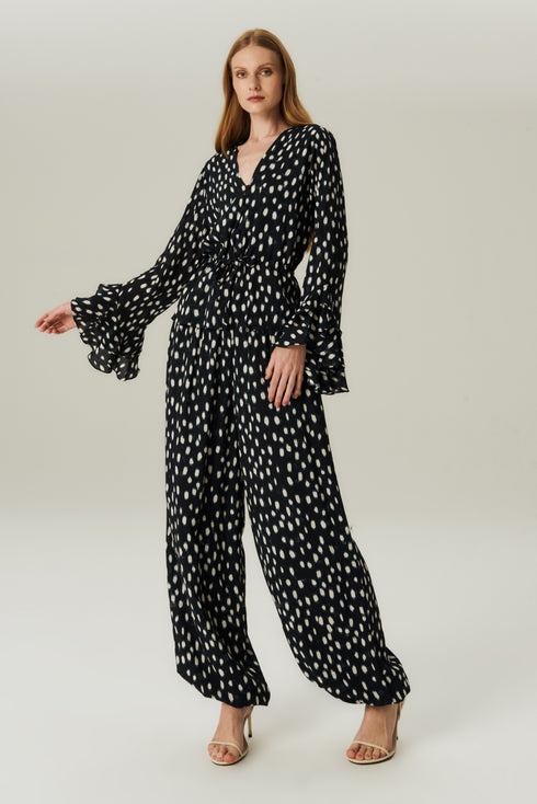 BLUSA BABADO GGT ESTAMPADO PRETO