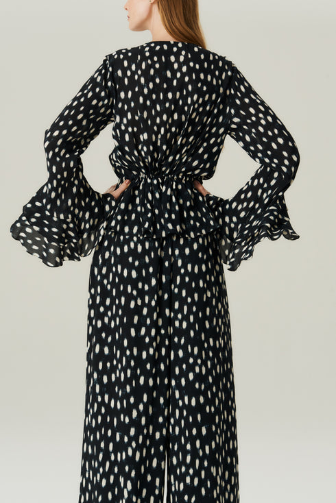 BLUSA BABADO GGT ESTAMPADO PRETO
