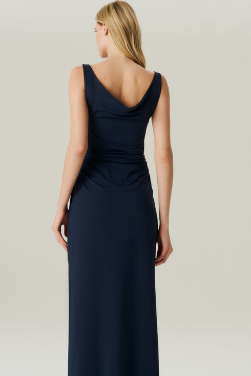 VESTIDO FLUIDO DEGAGÊ MARINHO