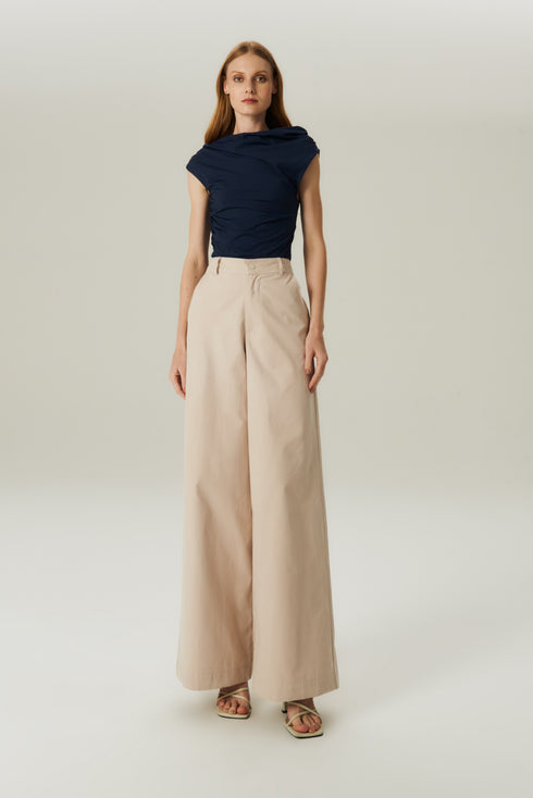 CALÇA COTTON RETA BEGE