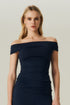 BLUSA FLUIDA OMBRO A OMBRO MARINHO
