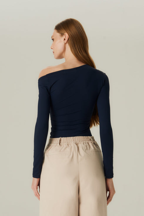 BLUSA FLUIDA MANGA LONGA MARINHO