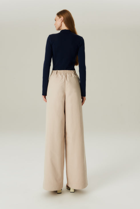 CALÇA COTTON RETA BEGE