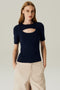 BLUSA RECORTE CANELADA MARINHO