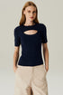 BLUSA RECORTE CANELADA MARINHO