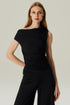 BLUSA FLUIDA ASSIMÉTRICA PRETO
