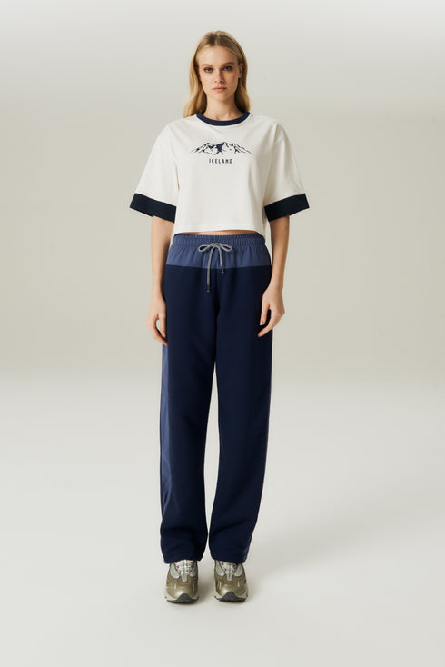 CALÇA JOGGER COM NYLON MARINHO