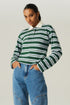 POLO MANGA LONGA LISTRA AZUL/VERDE