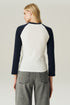 T-SHIRT COLLEGE MANGA LONGA OFF WHITE/MARINHO