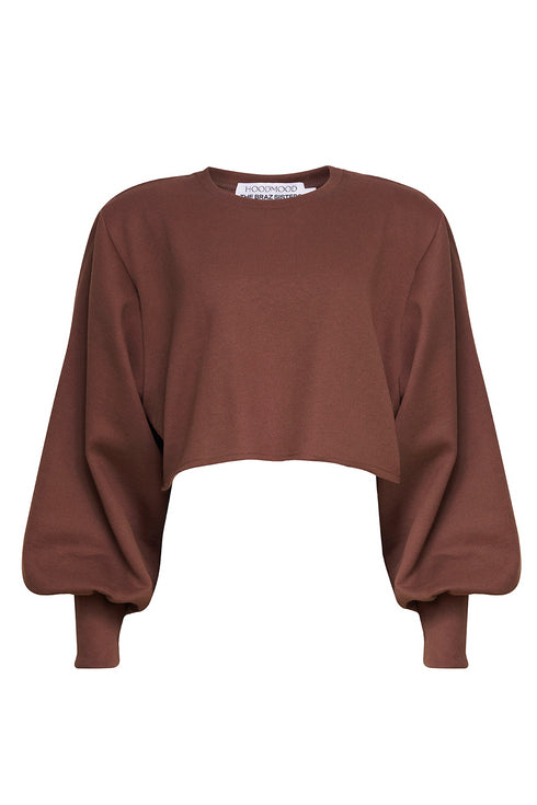 CROPPED SHOULDER PAD MARROM