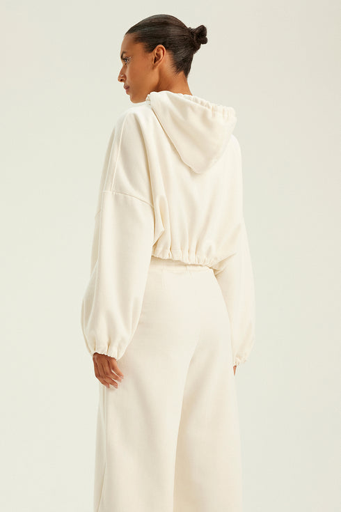 CROPPED HOODIE OFF-WHITE